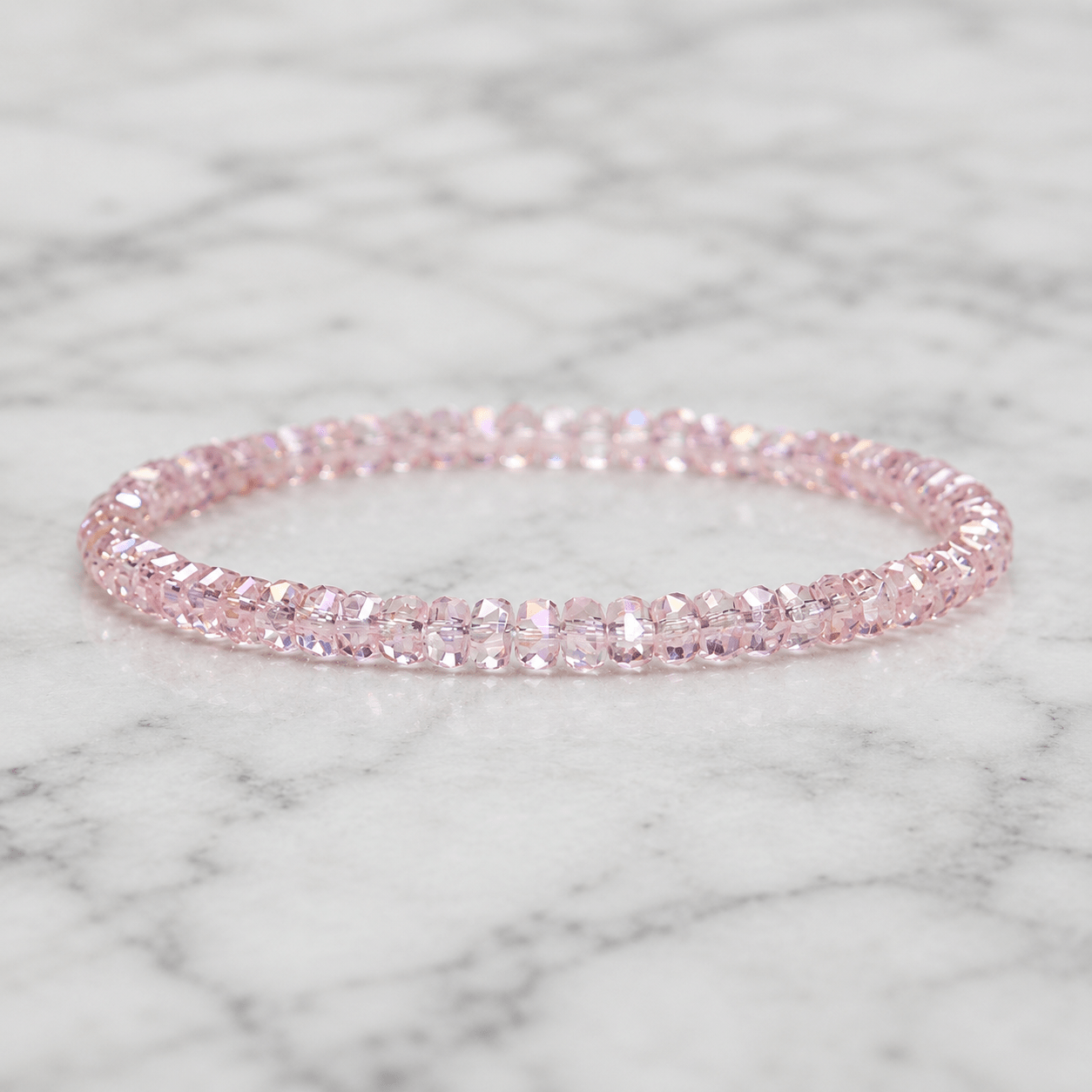 Bohemian Sparkling Bead Bracelet, Light Pink Faceted Beads